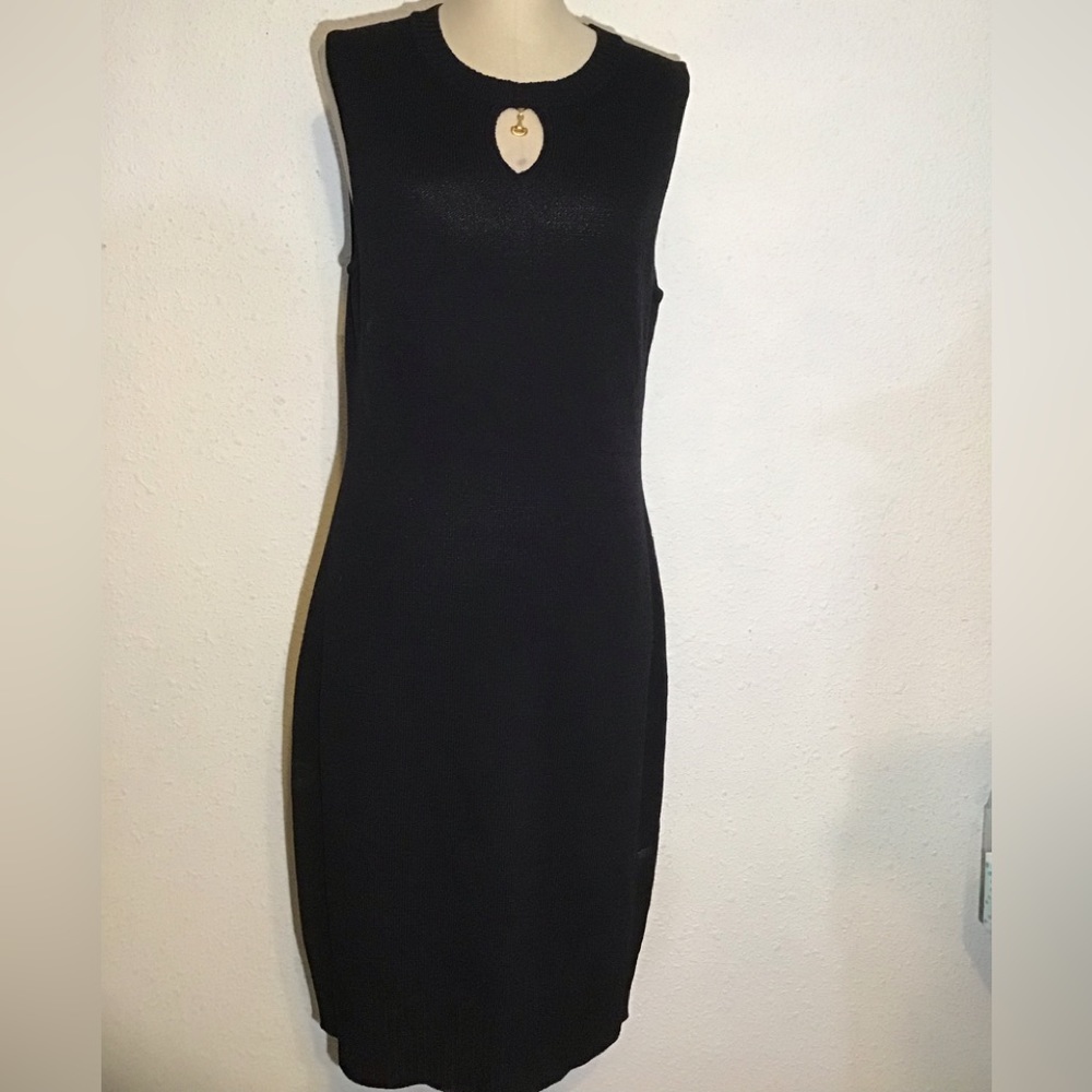 St. John black knitted fitted dress size medium